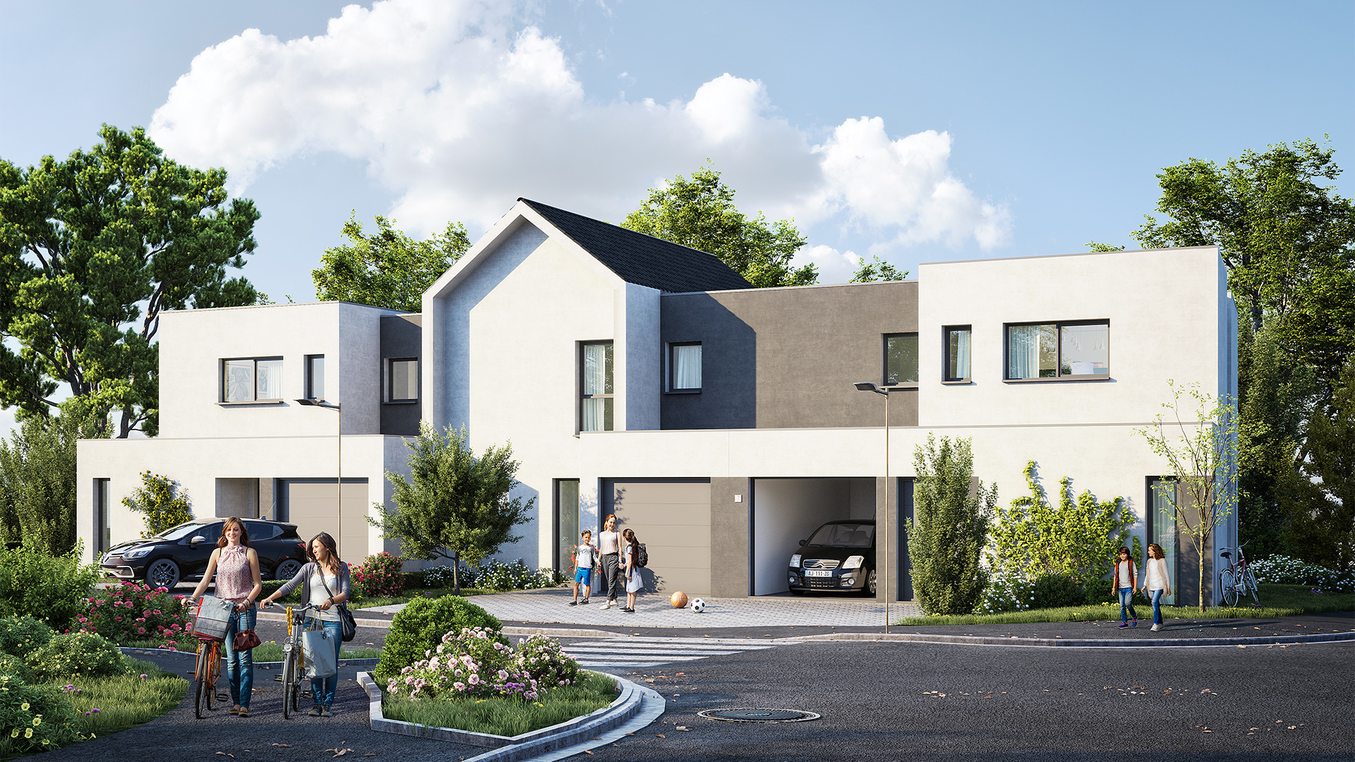 Staff Aménagement et Promotion - Les Hameaux de la Roseraie - Maisons individuelles neuves type A1 à Marly - Vue aérienne