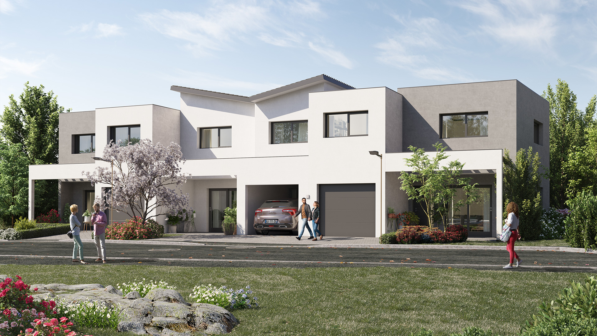 Staff Aménagement et Promotion - Les Hameaux de la Roseraie - Maisons individuelles neuves type B1 à Marly - Vue aérienne